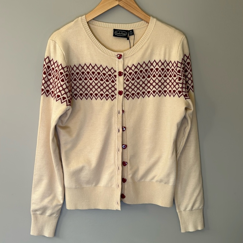 Voodoo Vixen Trail of Hearts Vintage Inspired Cardigan Sz XXL NWT